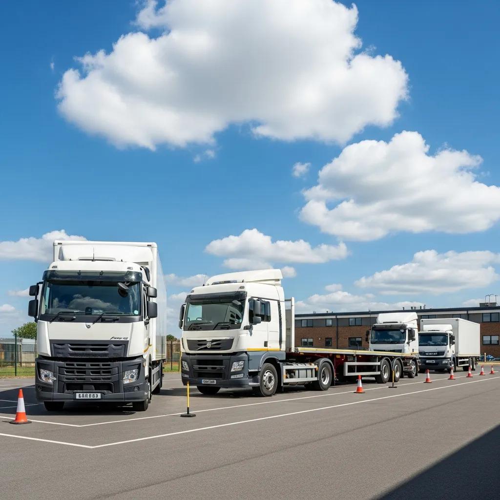 Variety of large goods vehicles representing different LGV licence categories